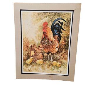 Limited Edition Linda Picken Rooster Chickens Farm Print Signed Numbered 206/750